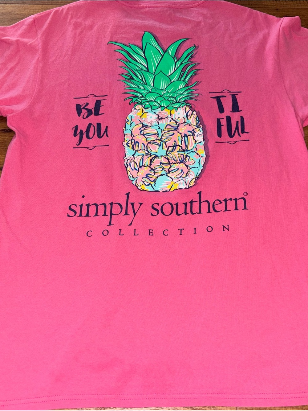 Simply Southern Pink "Be You Tiful" Pineapple Graphic T-Shirt - Women's Size M